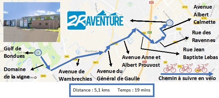 Venir chez 2R Aventure en vélo  depuis Bondues